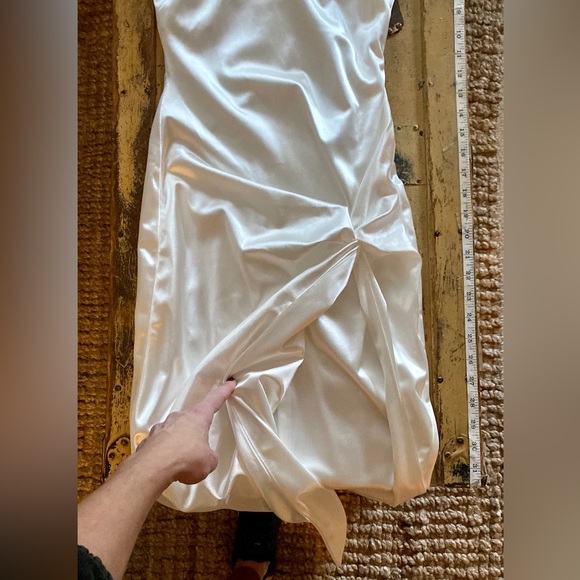 JLUXLABEL IVORY MIDI DRESS SLIT SPLIT DRESS STRETCH BODYCON - Picture 10 of 16